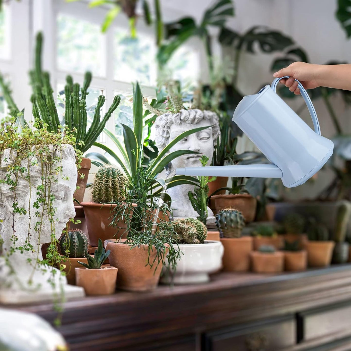 Small Watering Can, 67oz (1/2 Gallon) Indoor Houseplants Green
