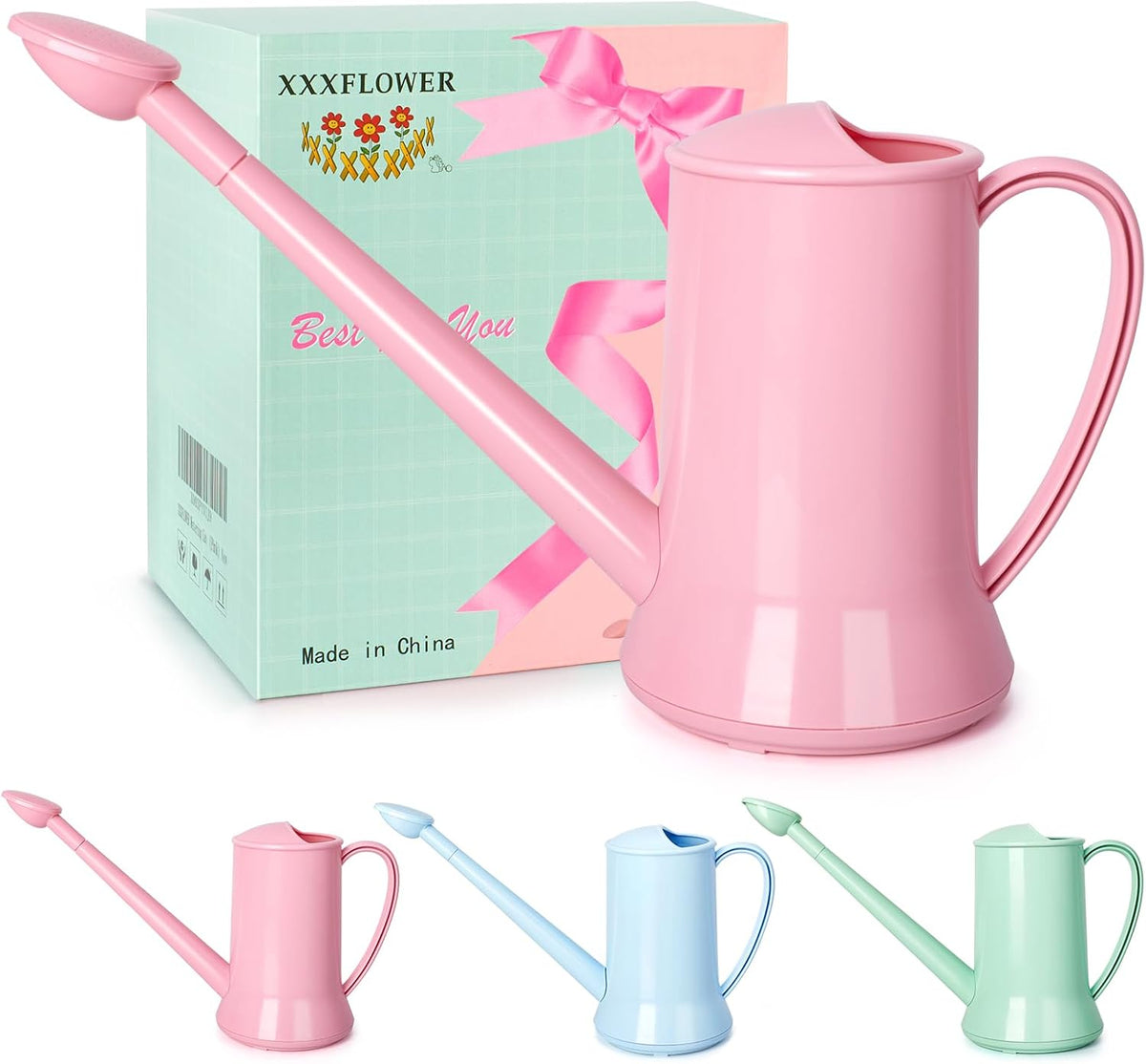 Small Watering Can, 67oz (1/2 Gallon) Indoor Houseplants Green