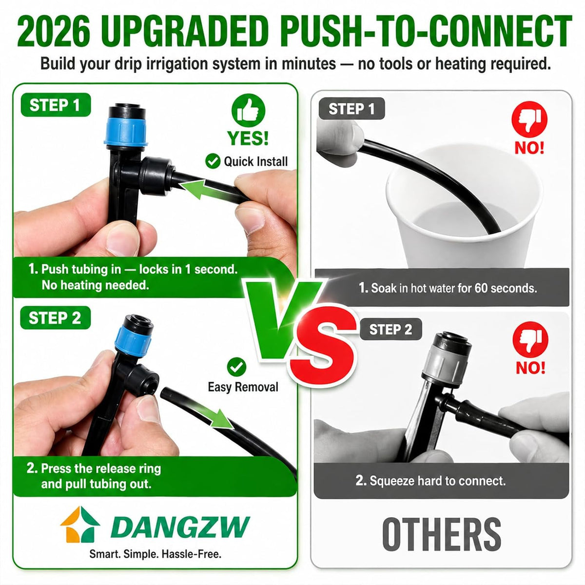 230FT Drip Irrigation System Kit, Quick Push-to-Connect Auto Garden Watering Irrigation System with 33FT 1/2'' & 197FT 1/4'' Tubing, Adjustable Dripper Sprayers for Raised Bed, Lawn, Greenhouse