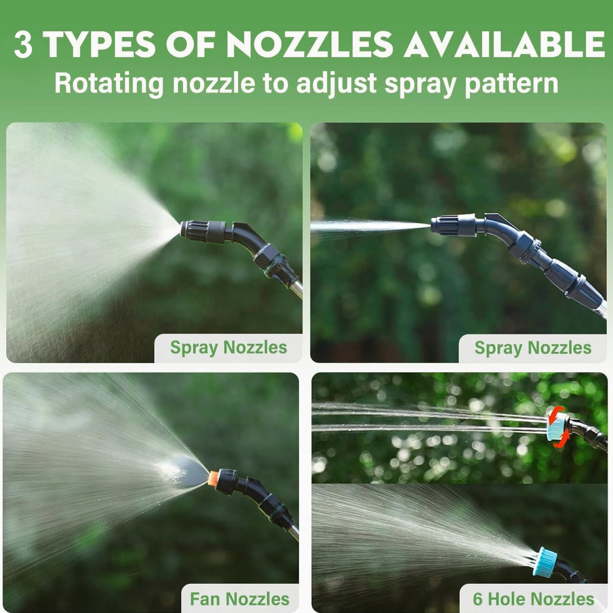 Battery Powered Sprayer Wand,Electric Plant Sprayer Telescopic Watering Wand with 26.5FT Hose,Rechargeable Electric Watering Sprayer Handle with 3 Adjustable Nozzles & Filter for Weed, Lawn and Garden