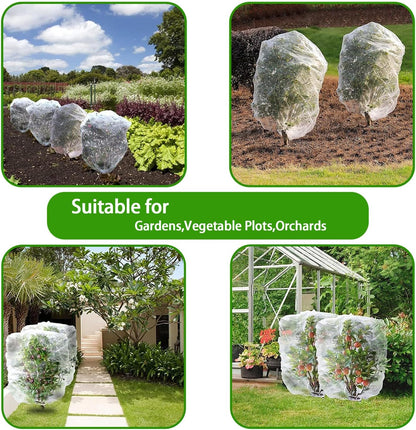 4 Pack Bird Netting for Blueberry Bushes, 3.3 * 4.9Ft Tomato Plant Netting, Plant Covers from Insects, Mesh Plant Protector for Tomatoes, Fruit Tree, Flowers, Vegetables with Drawstring