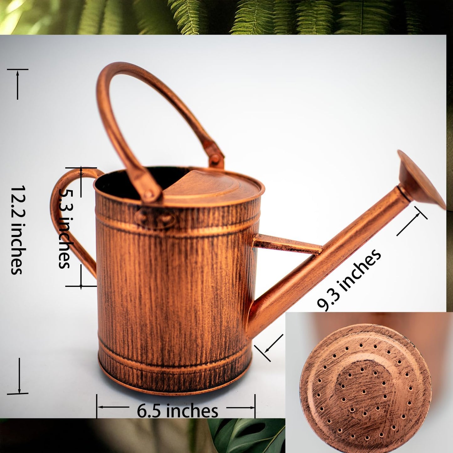 1 Gallon Red Metal Watering Can, Removable Spout