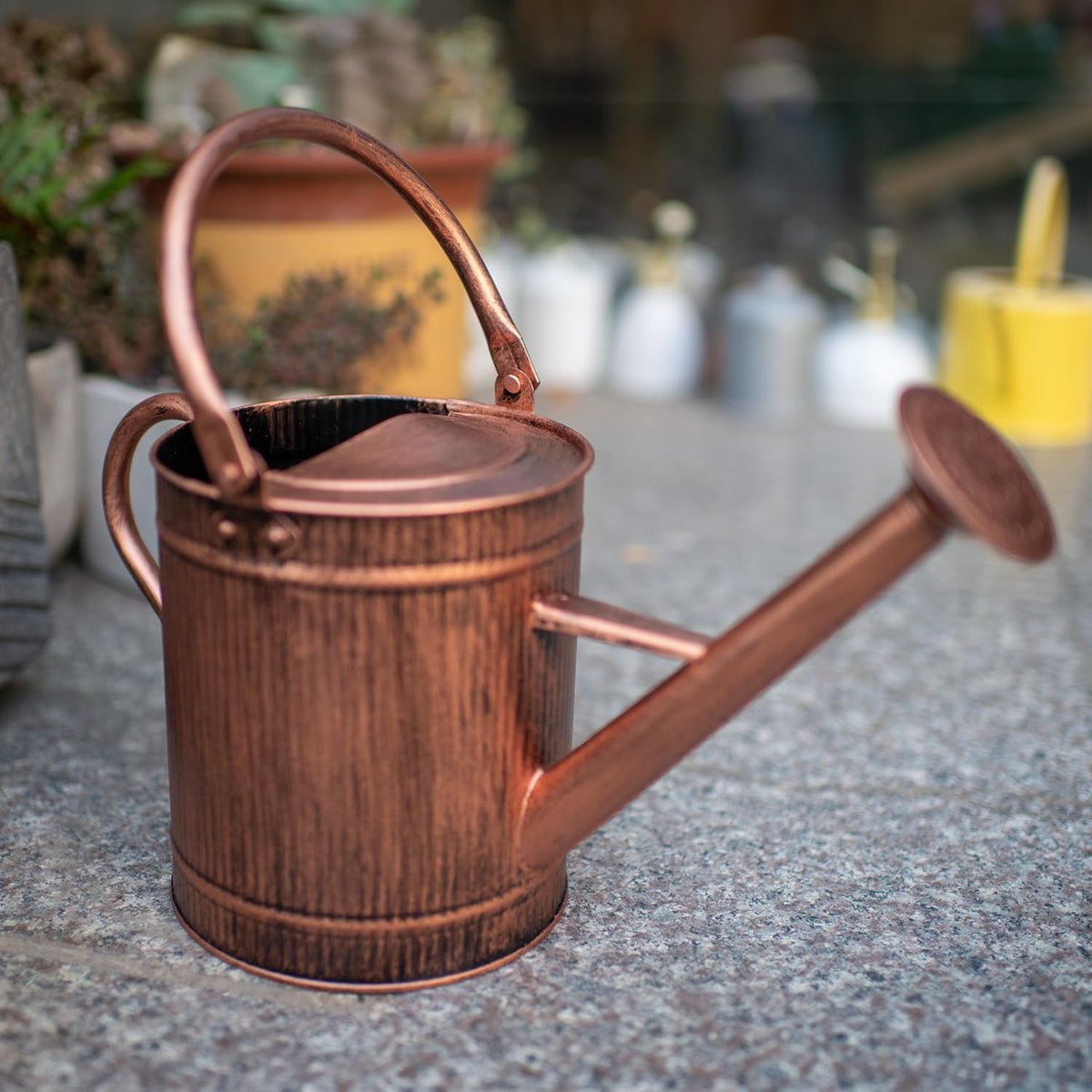 1 Gallon Red Metal Watering Can, Removable Spout