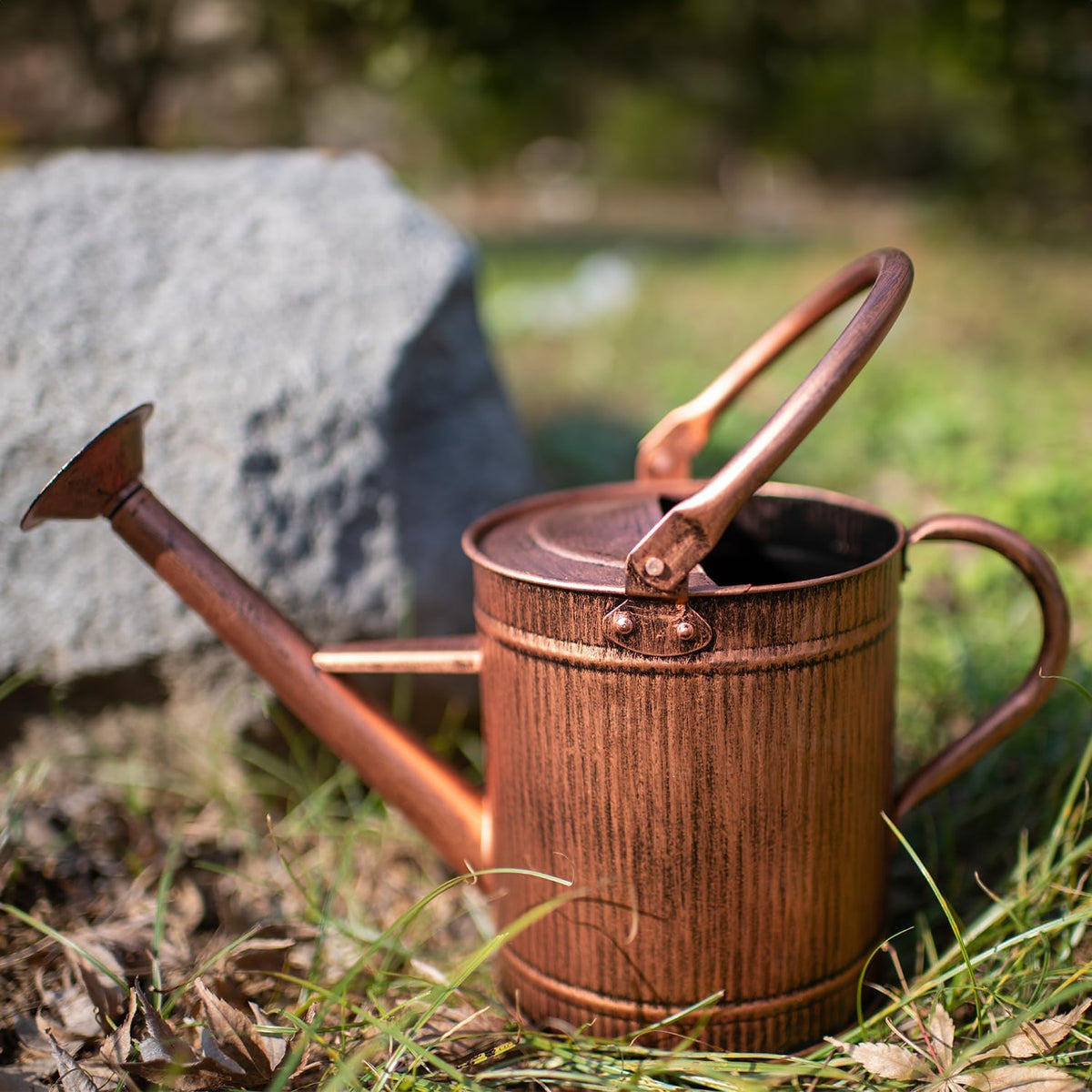 1 Gallon Red Metal Watering Can, Removable Spout