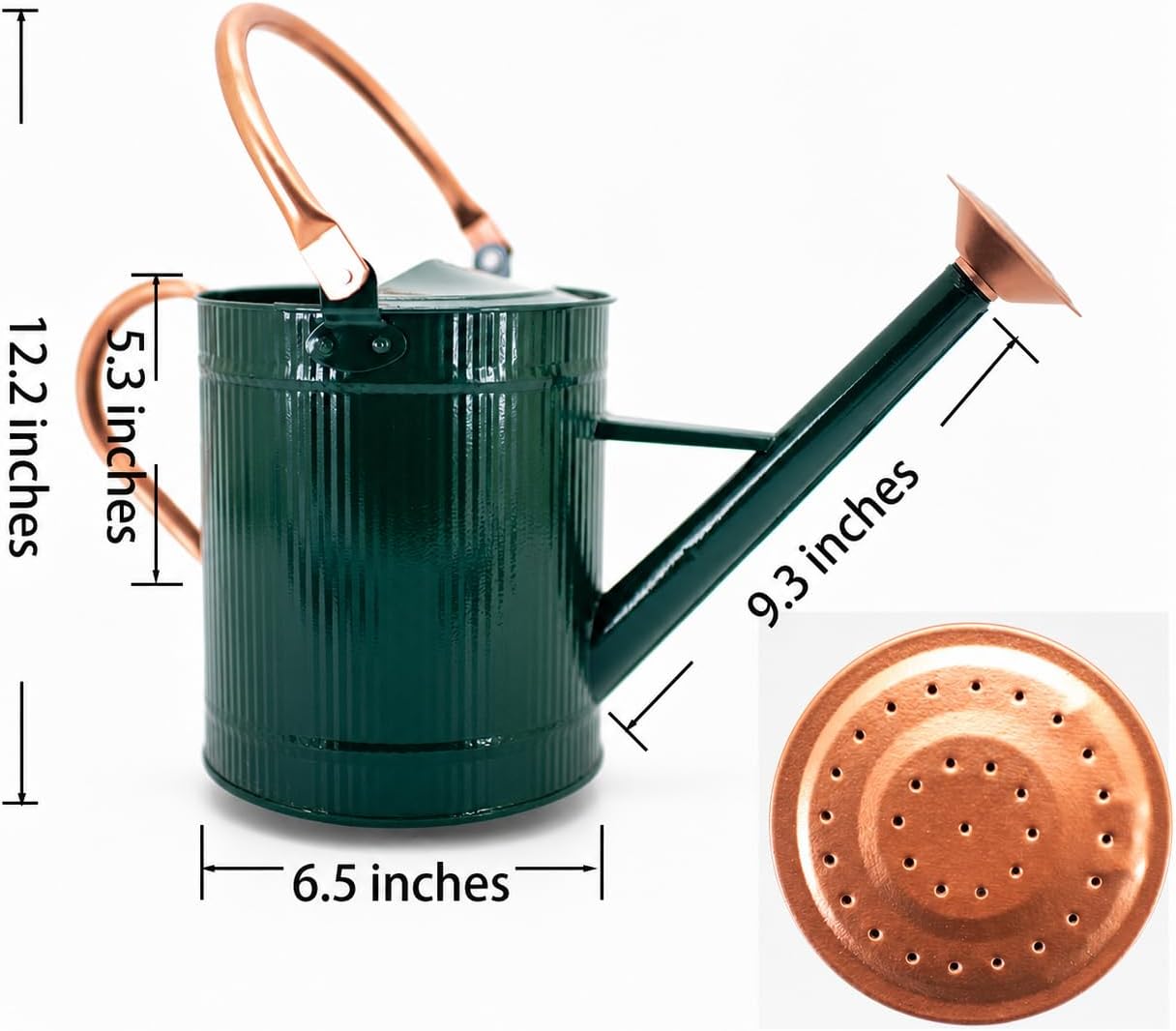 1 Gallon Red Metal Watering Can, Removable Spout