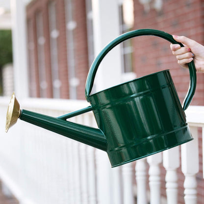 1 Gallon Red Metal Watering Can, Removable Spout
