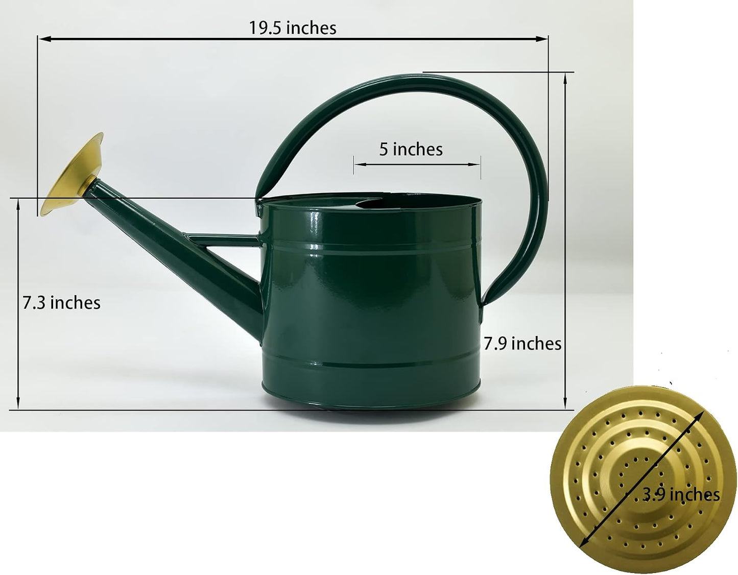 1 Gallon Red Metal Watering Can, Removable Spout