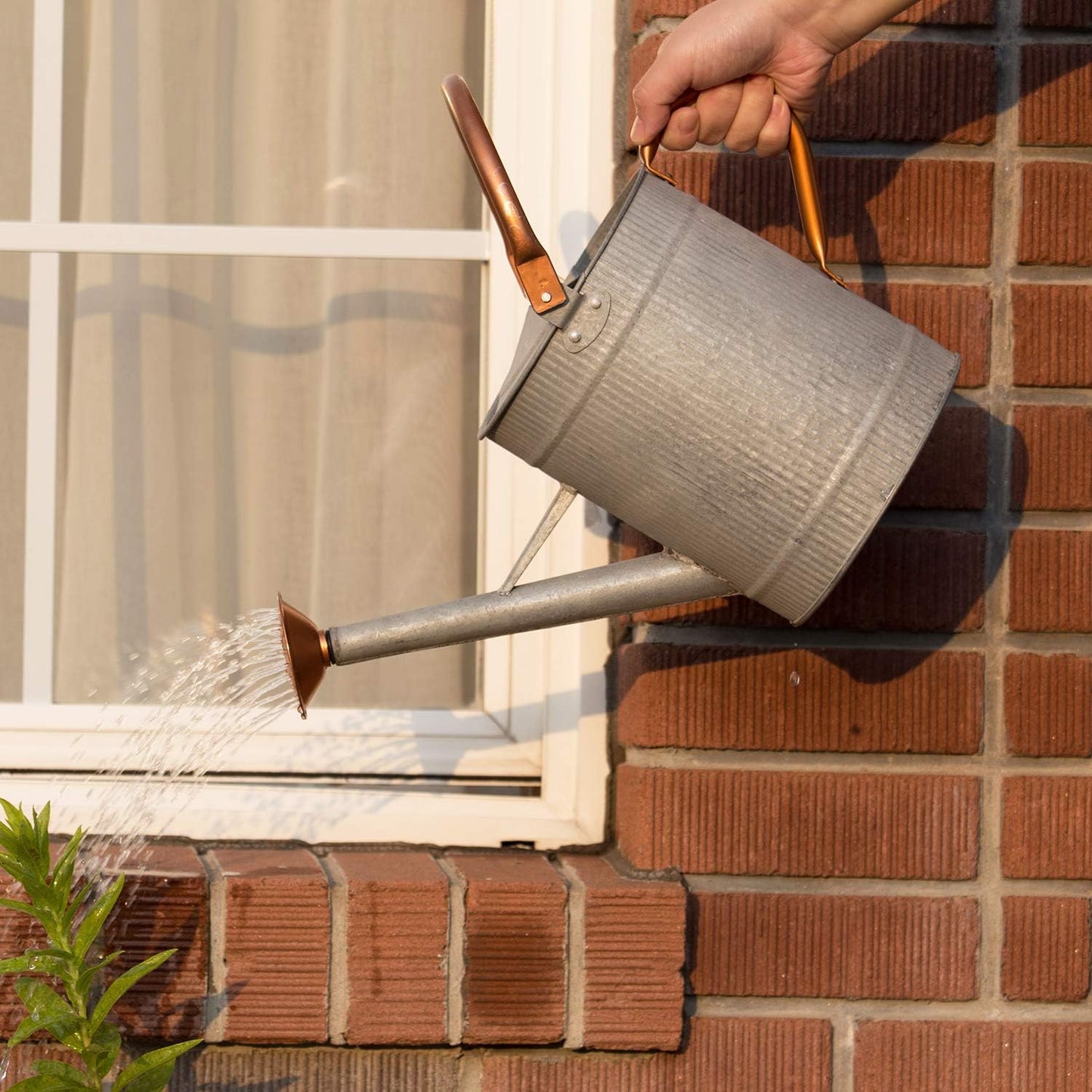 1 Gallon Red Metal Watering Can, Removable Spout