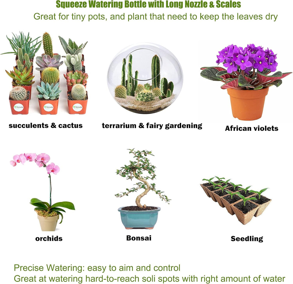 ORIMERC 2 Pack Plant Watering Bottle for Indoor Plants, 500mL Succulent Watering Bottle, Come with 15 ft Self Watering Wick Cord, Squeeze Watering Can Waterer Seedlings Terrarium Lab Tatoo Eye Wash