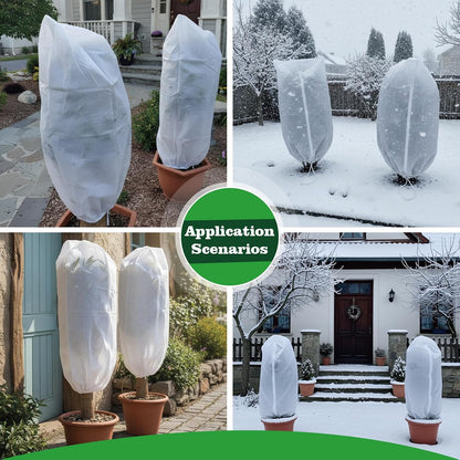 2 Packs Plant Covers Freeze Protection, 39.3'' x 47.2'' Winter Frost Cloth with Zipper & Drawstring White Frost Blankets for Outdoor Garden Plants and Trees