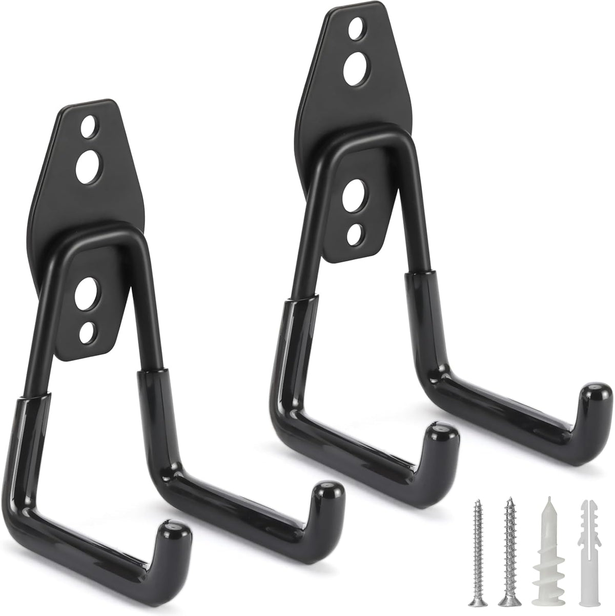 2 Pack Heavy Duty Garage Hooks Storage Organizer Wall Mount Power and Garden Tool Hangers, for Hanging Ladders, Ropes, Hose, Bulk Items