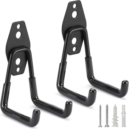2 Pack Heavy Duty Garage Hooks Storage Organizer Wall Mount Power and Garden Tool Hangers, for Hanging Ladders, Ropes, Hose, Bulk Items