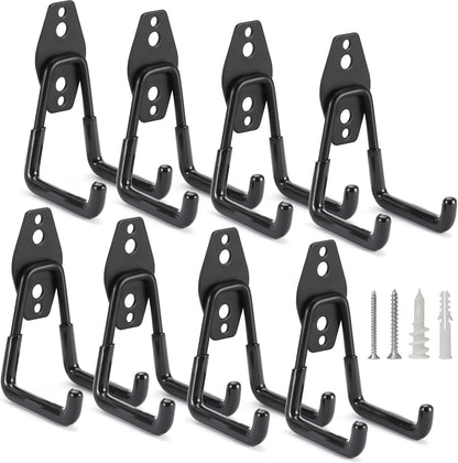 2 Pack Heavy Duty Garage Hooks Storage Organizer Wall Mount Power and Garden Tool Hangers, for Hanging Ladders, Ropes, Hose, Bulk Items