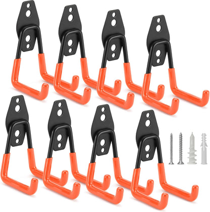 2 Pack Heavy Duty Garage Hooks Storage Organizer Wall Mount Power and Garden Tool Hangers, for Hanging Ladders, Ropes, Hose, Bulk Items