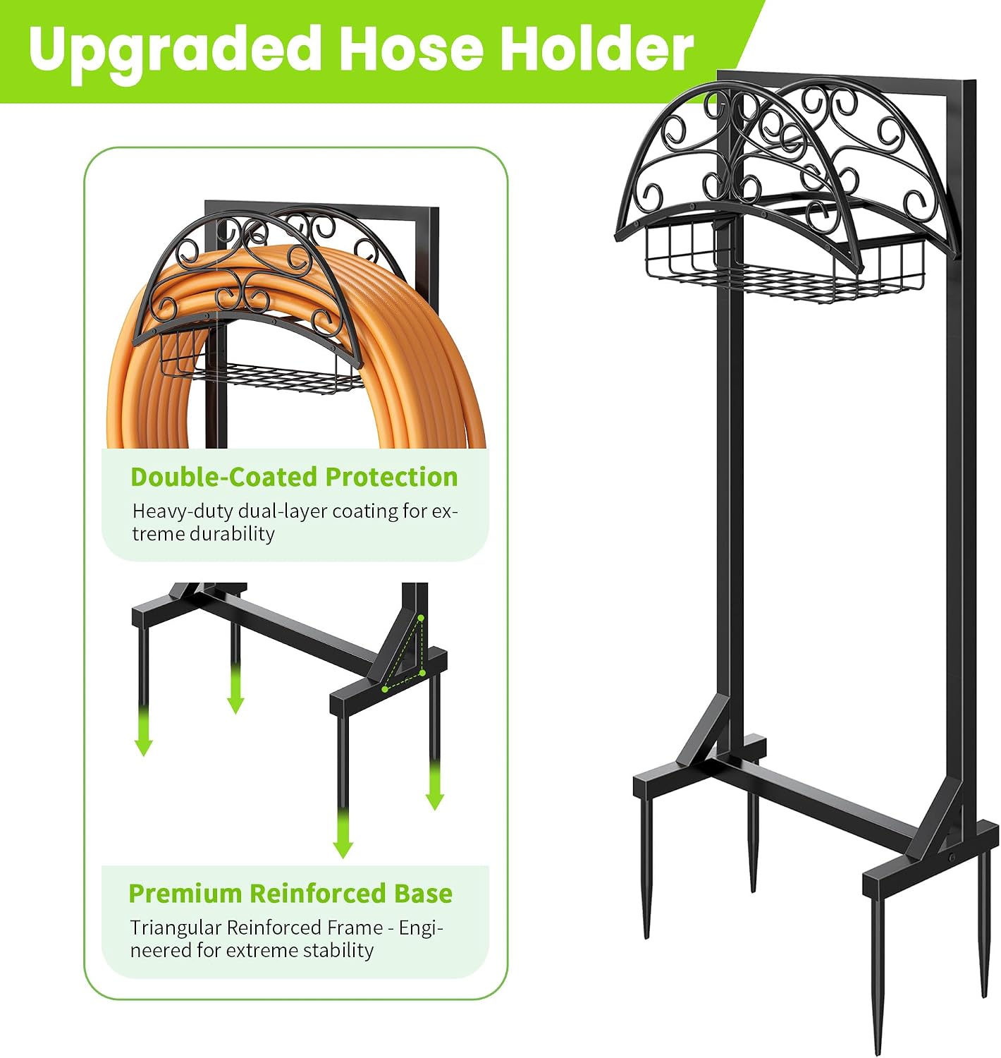 Garden Hose Holder, Rustproof Water Hose Reel for Outside