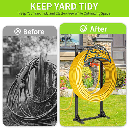 Garden Hose Holder, Rustproof Water Hose Reel for Outside