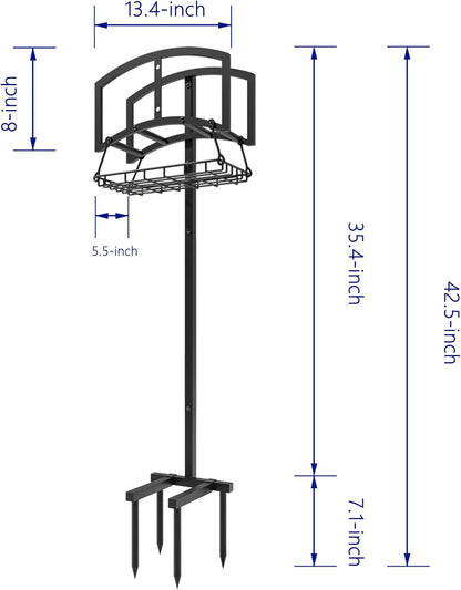 Freestanding Garden Hose Holder - Heavy Duty Metal Stand for 150ft Hose - Outdoor Organizer and Storage Rack