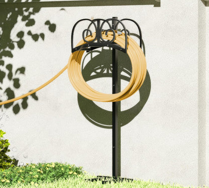 Freestanding Garden Hose Holder - Heavy Duty Metal Stand for 150ft Hose - Outdoor Organizer and Storage Rack