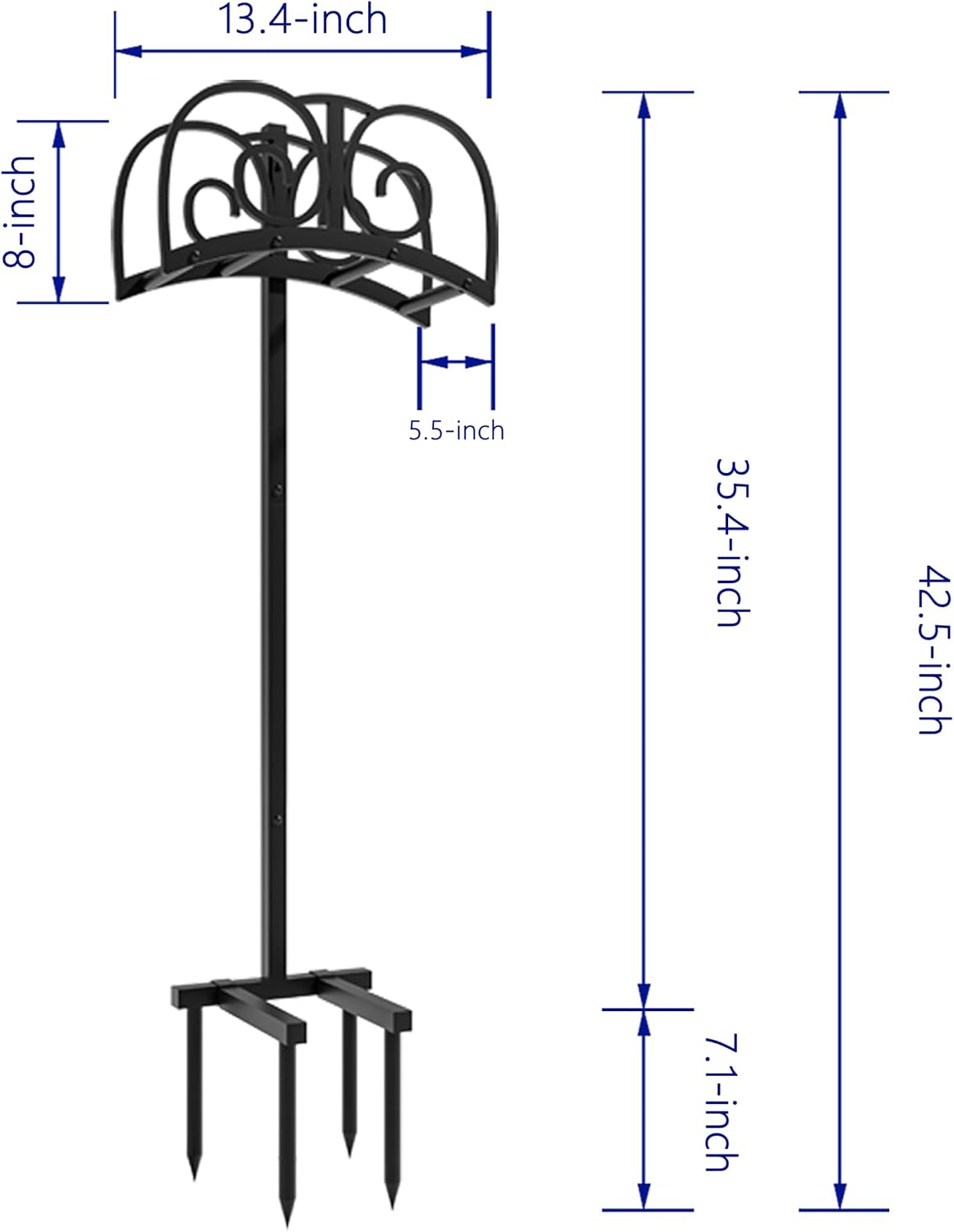 Freestanding Garden Hose Holder - Heavy Duty Metal Stand for 150ft Hose - Outdoor Organizer and Storage Rack
