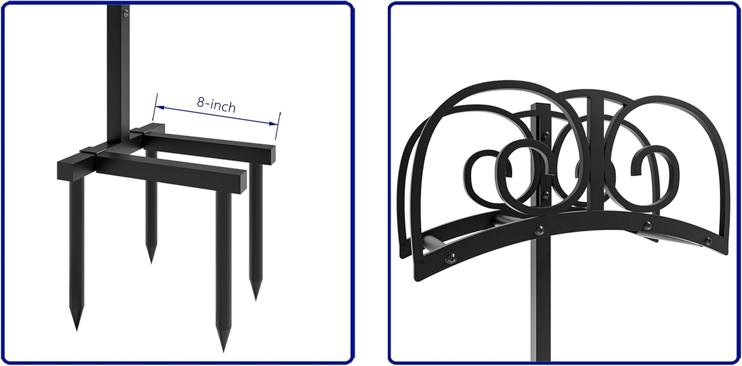 Freestanding Garden Hose Holder - Heavy Duty Metal Stand for 150ft Hose - Outdoor Organizer and Storage Rack
