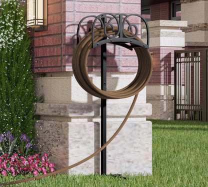Freestanding Garden Hose Holder - Heavy Duty Metal Stand for 150ft Hose - Outdoor Organizer and Storage Rack