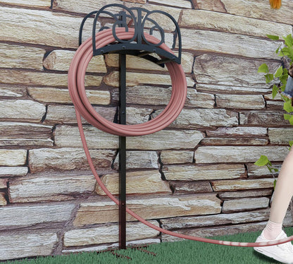 Freestanding Garden Hose Holder - Heavy Duty Metal Stand for 150ft Hose - Outdoor Organizer and Storage Rack