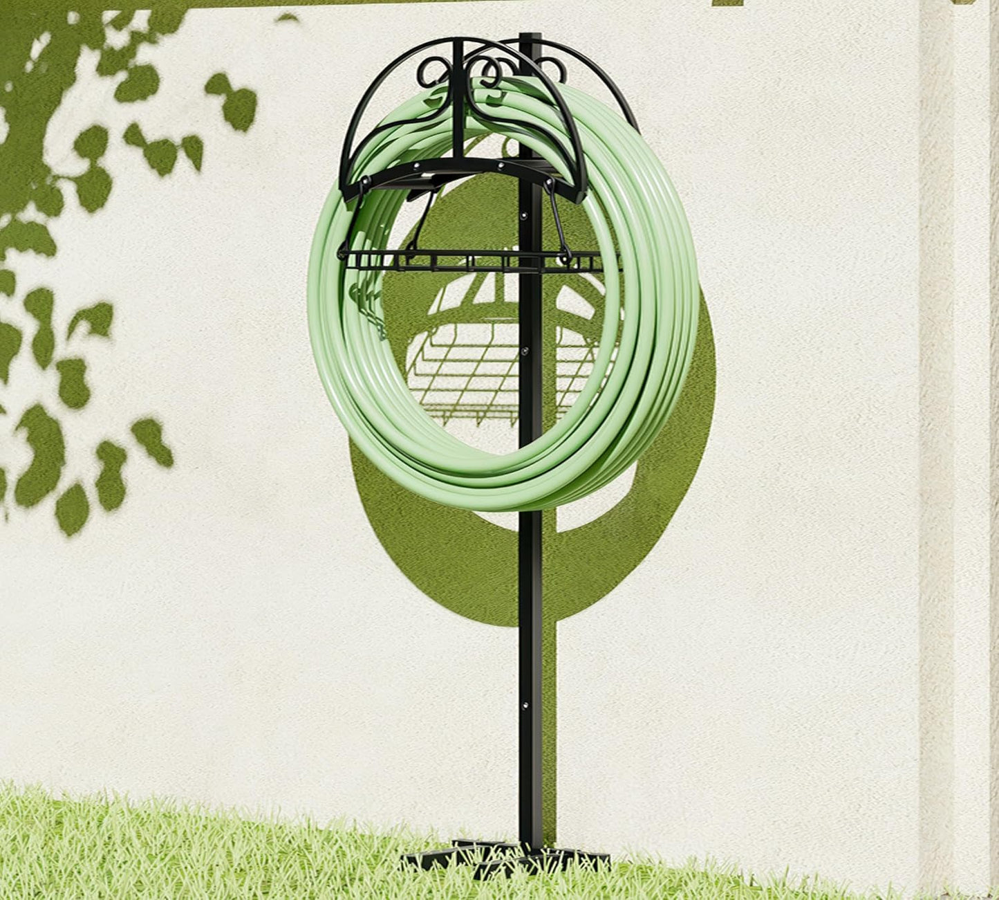 Freestanding Garden Hose Holder - Heavy Duty Metal Stand for 150ft Hose - Outdoor Organizer and Storage Rack
