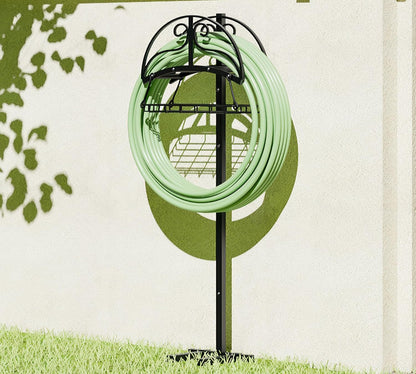 Freestanding Garden Hose Holder - Heavy Duty Metal Stand for 150ft Hose - Outdoor Organizer and Storage Rack