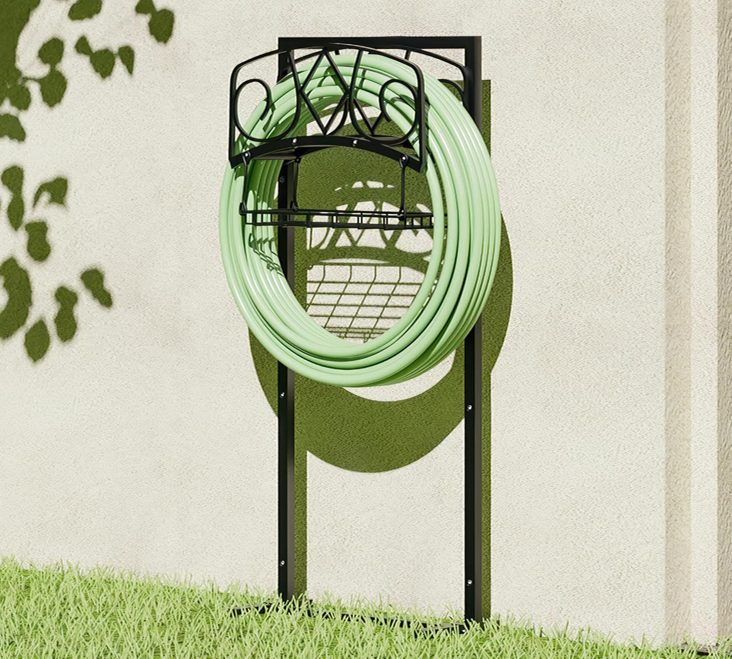 Freestanding Garden Hose Holder - Heavy Duty Metal Stand for 150ft Hose - Outdoor Organizer and Storage Rack