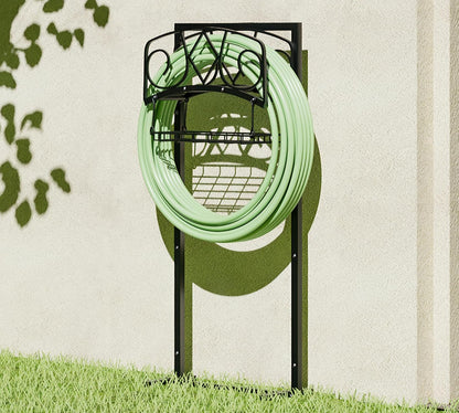 Freestanding Garden Hose Holder - Heavy Duty Metal Stand for 150ft Hose - Outdoor Organizer and Storage Rack