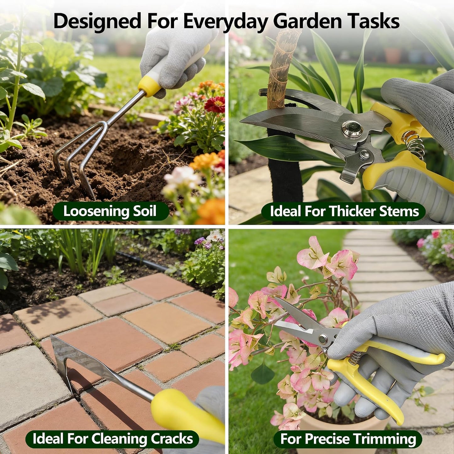 11-Piece Stainless Steel Gardening Tool Set with Floral Tote Bag