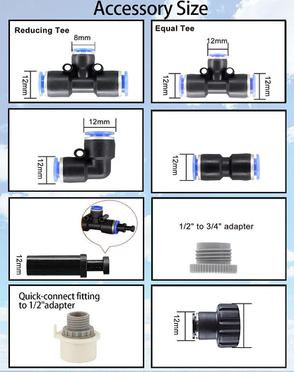 Water-Saving Drip Irrigation Fitting Kit with Y-Splitter, Universal & Quick Connect Adapters, Elbows, Tees, Easy DIY Garden Watering System for Flowers (Water-Saving Drip Irrigation Fitting Kit)