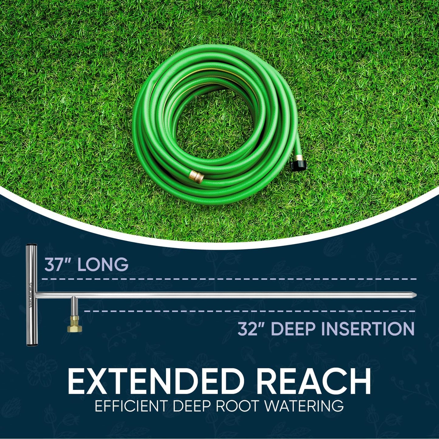 Stainless Steel Deep Root Feeder for Tree Watering Spike Tool Irrigation for Outdoor Plants System Wand T-Handle One-Piece