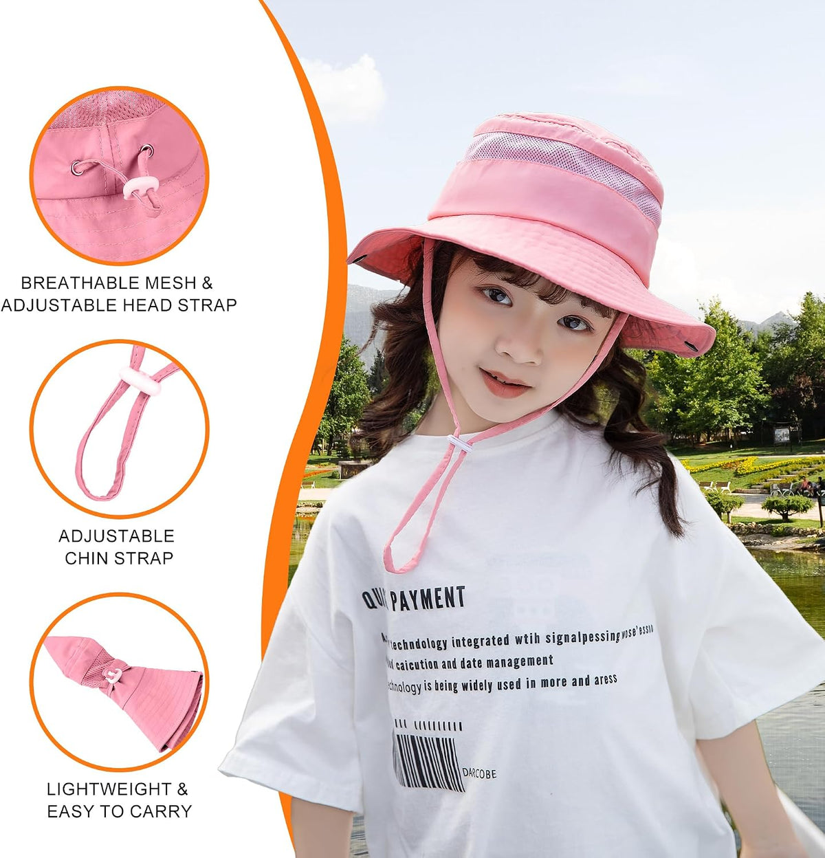 Kids Mosquito Head Net Hat UPF 50+ Sun Protection Bug Cap