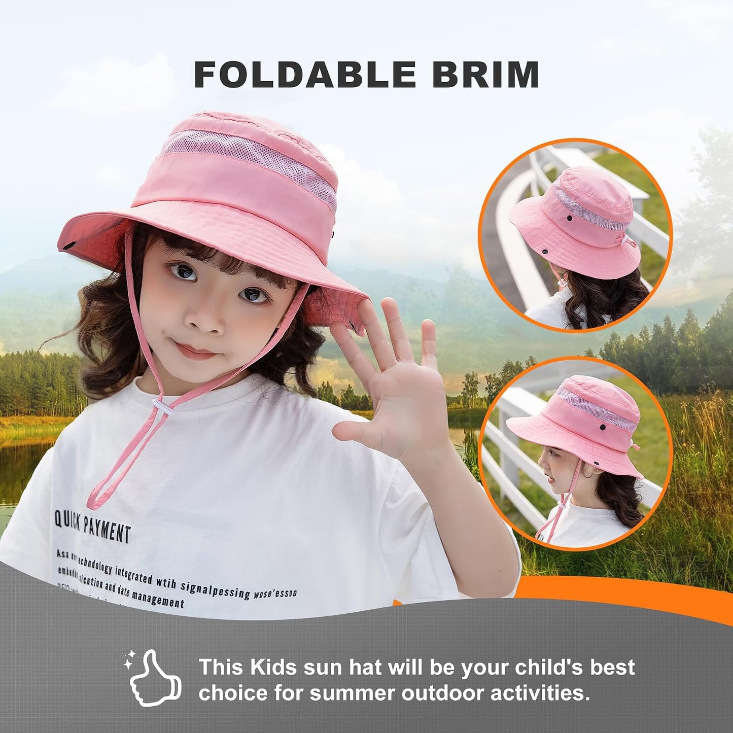 Kids Mosquito Head Net Hat UPF 50+ Sun Protection Bug Cap