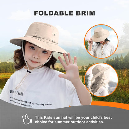 Kids Mosquito Head Net Hat UPF 50+ Sun Protection Bug Cap