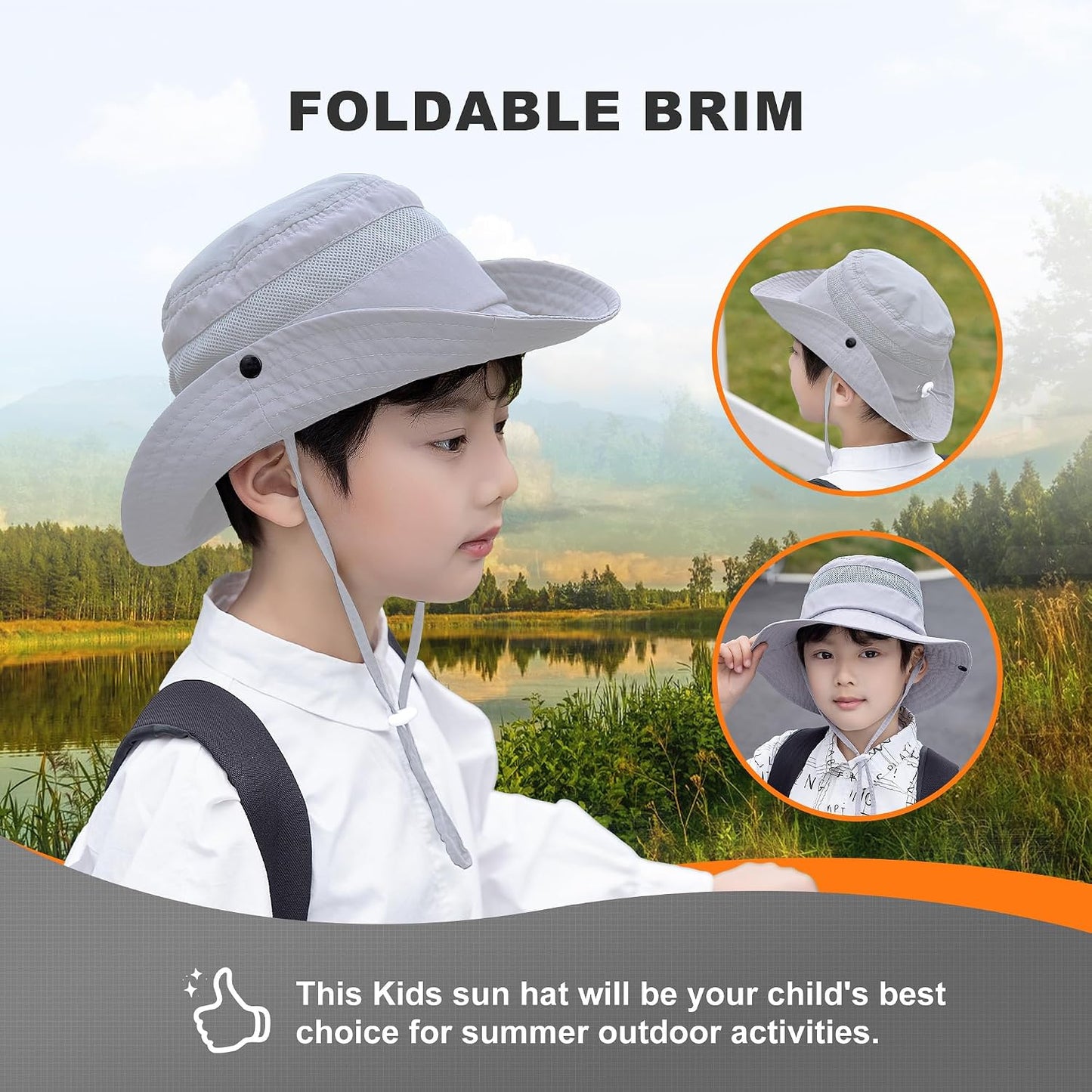 Kids Mosquito Head Net Hat UPF 50+ Sun Protection Bug Cap