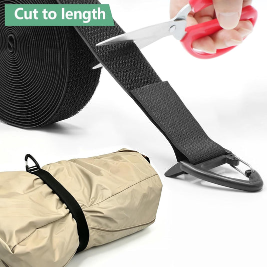 Heavy Duty Long Storage Straps, Adjustable Hook and Loop Straps with Carabiner Clips for Fastening and Hanging on wall for Extension Cords, Hoses, Cables, Ropes for Home, Garage or Workshop
