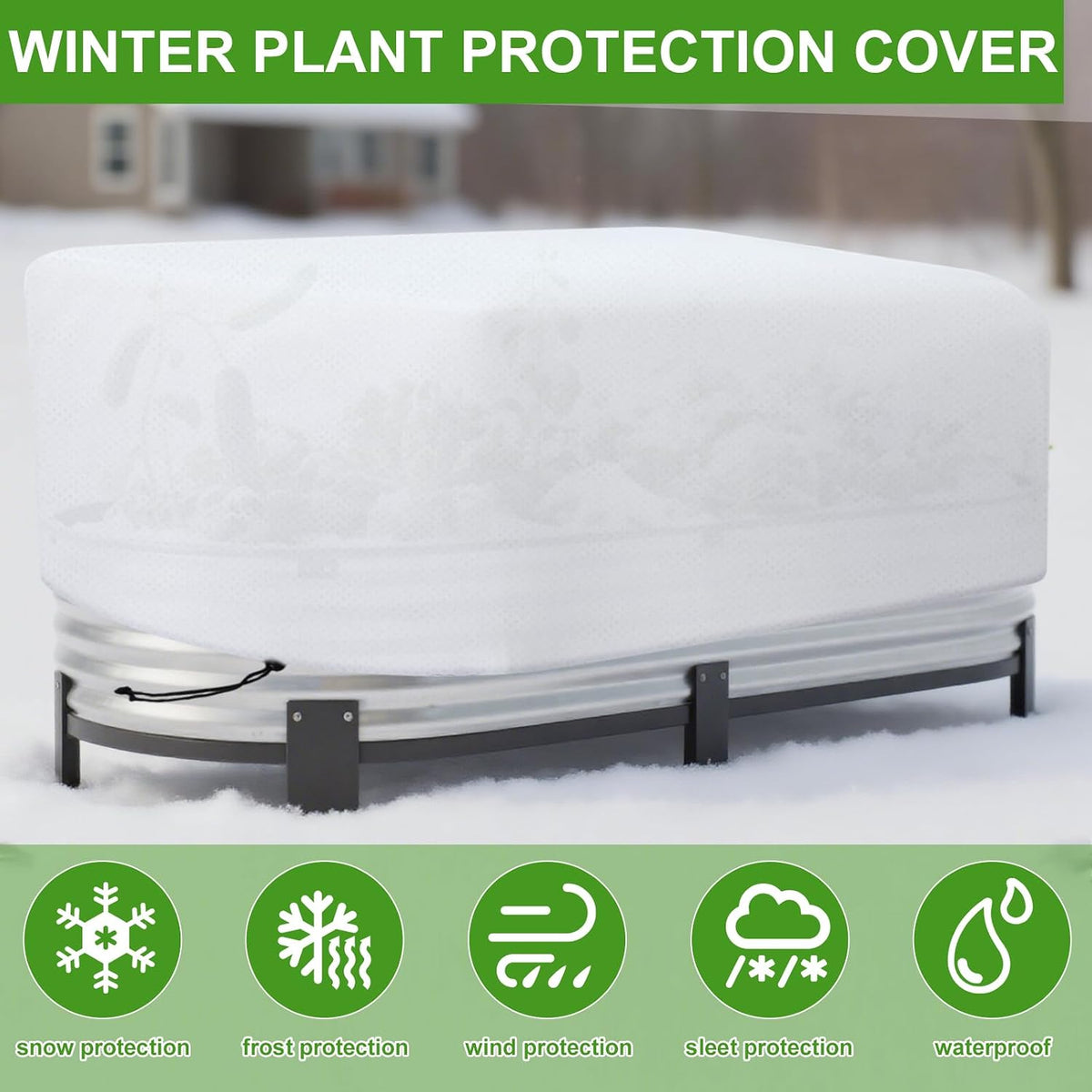 4 Pcs Winter Plant Covers Freeze Protection 4.1 x 2 x 1.6 ft Oval Raised Garden Bed Cover with Drawstring, 2.1oz/yd² Large Garden Box Frost Blanket Cloth Reusable for Outdoor Plants