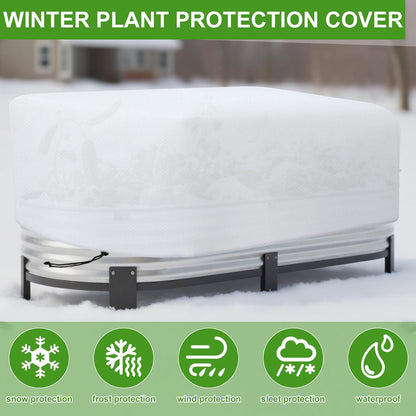 4 Pcs Winter Plant Covers Freeze Protection 4.1 x 2 x 1.6 ft Oval Raised Garden Bed Cover with Drawstring, 2.1oz/yd² Large Garden Box Frost Blanket Cloth Reusable for Outdoor Plants