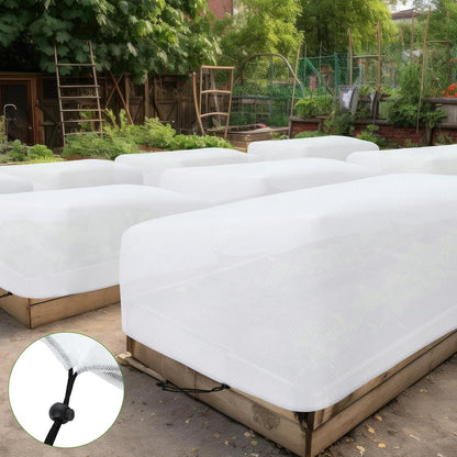 4 Pcs Winter Plant Covers Freeze Protection 4.1 x 2 x 1.6 ft Oval Raised Garden Bed Cover with Drawstring, 2.1oz/yd² Large Garden Box Frost Blanket Cloth Reusable for Outdoor Plants