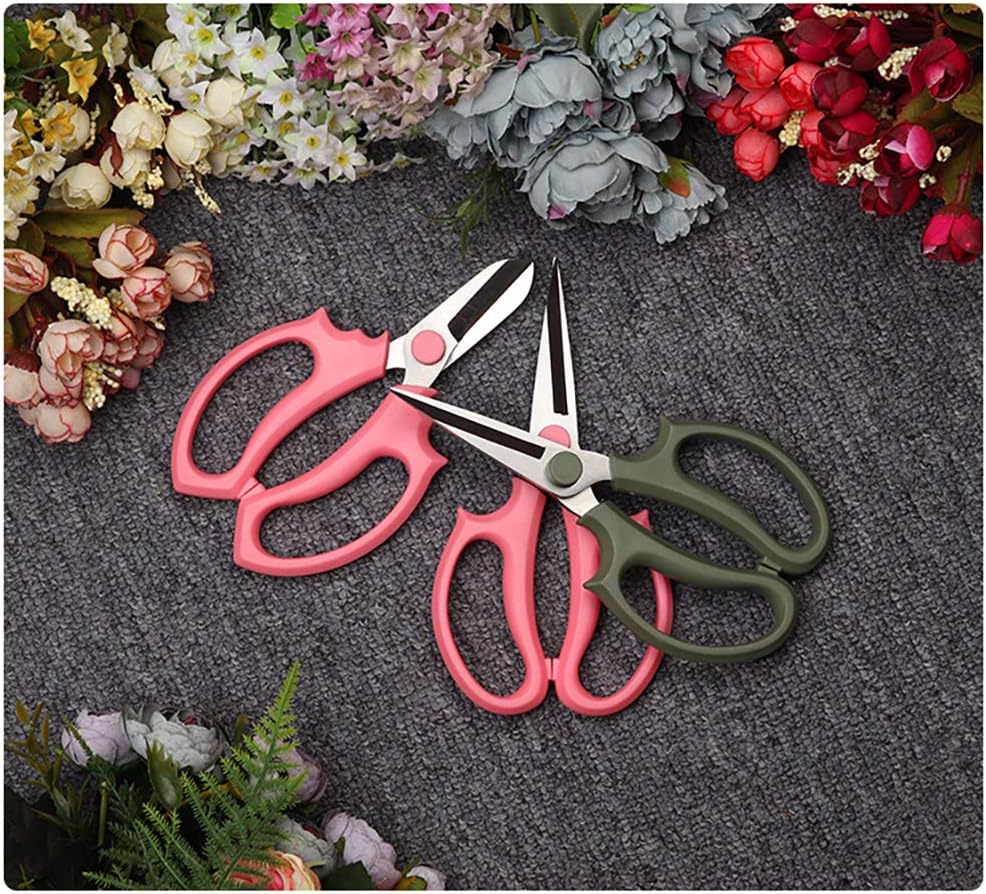 Flower Scissors, Premium Thickened Stainless Steel Floral Shears, Strong Pruner for Flowers, Branches and Leaves (Grey Green Slender)