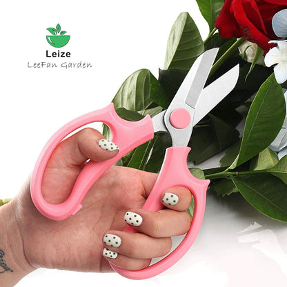 Flower Scissors, Premium Thickened Stainless Steel Floral Shears, Strong Pruner for Flowers, Branches and Leaves (Grey Green Slender)