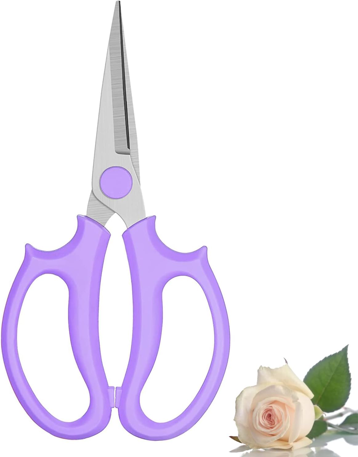 Flower Scissors, Premium Thickened Stainless Steel Floral Shears, Strong Pruner for Flowers, Branches and Leaves (Grey Green Slender)