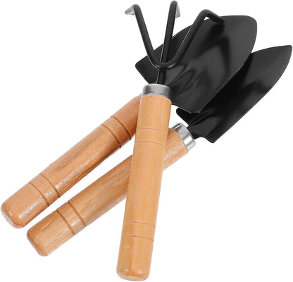 3pcs Mini Gardening Tool Set with Heavy-Duty Soil Loosening Rake, Transplant Shovel, and Hand Trowel, Non-Slip Handles for Indoor and Balcony Vegetable Planting
