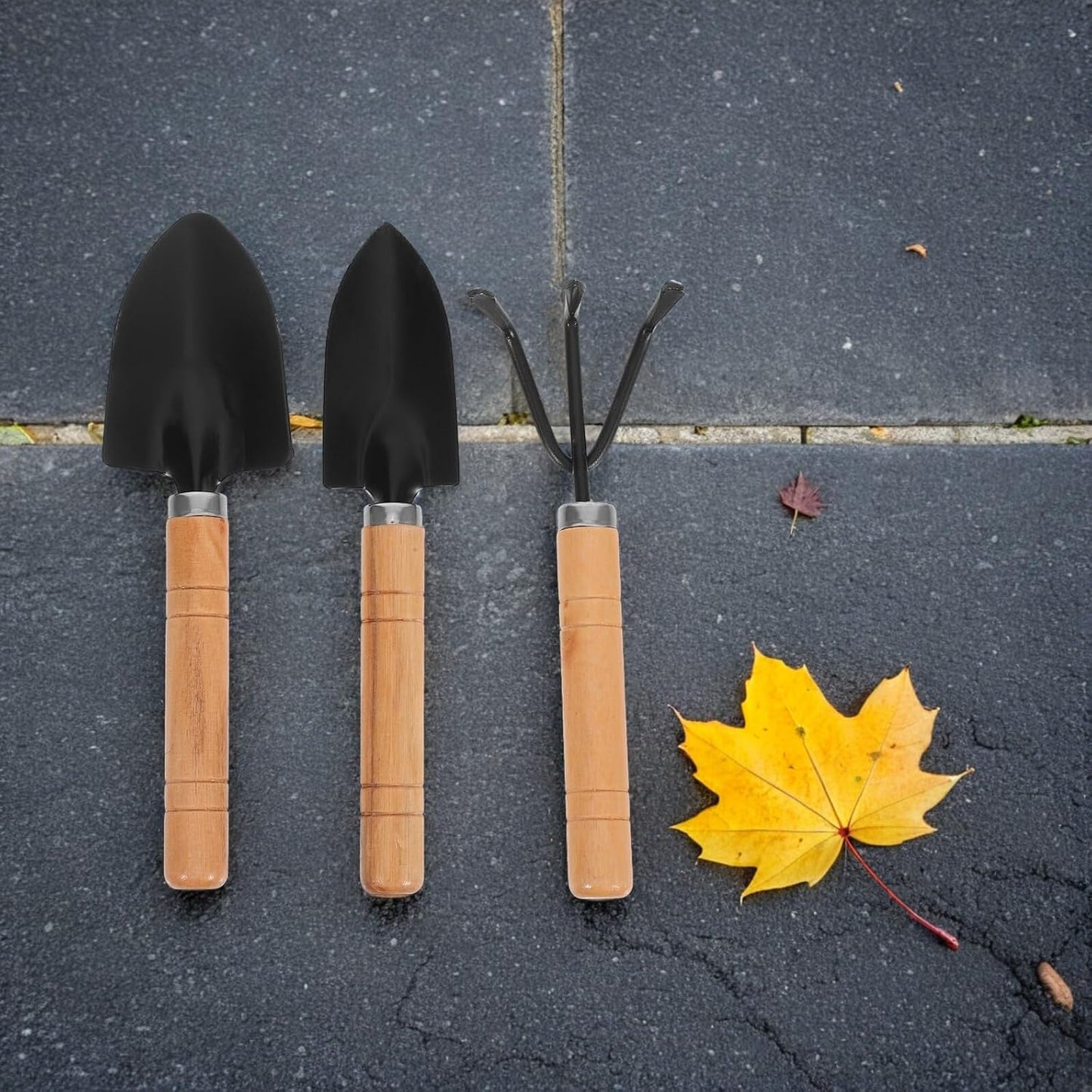 3pcs Mini Gardening Tool Set with Heavy-Duty Soil Loosening Rake, Transplant Shovel, and Hand Trowel, Non-Slip Handles for Indoor and Balcony Vegetable Planting