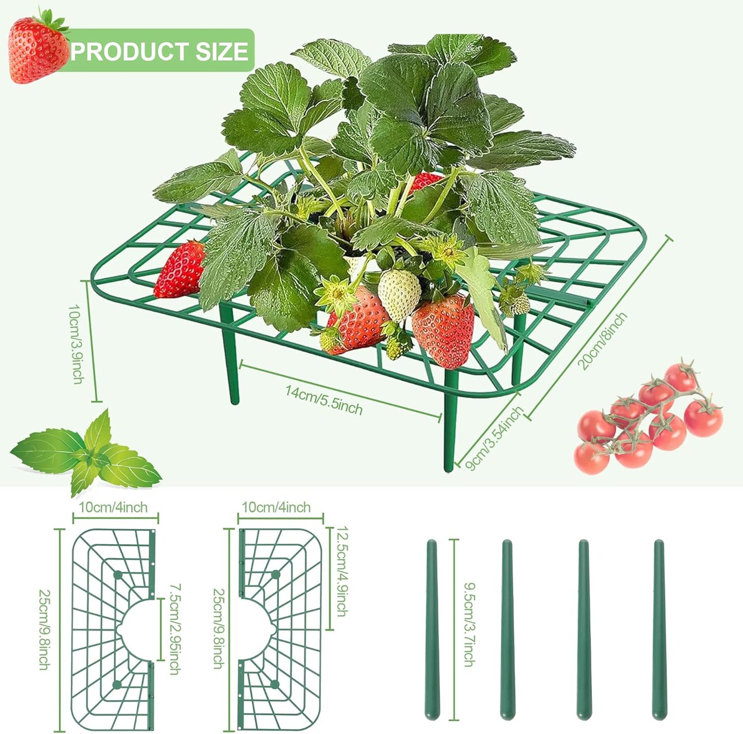 10-Packs Strawberry Plant Support, Reusable Strawberry Garden Trellis & Plant Holder-Keeps Berries Off the Ground for Pots & Backyard Raised Bed Gardens Home Gardeners