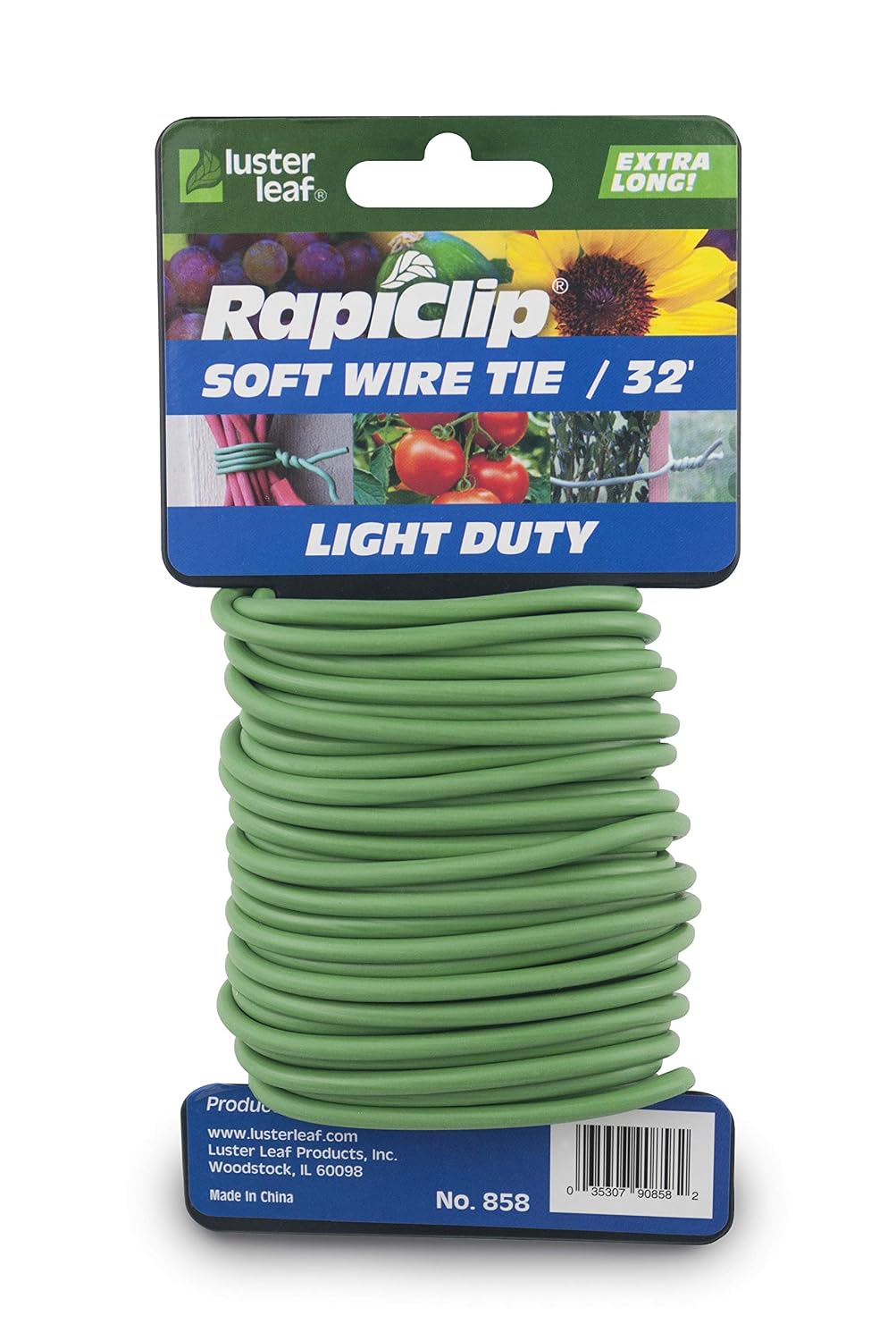 858 Rapiclip Soft Wire Tie, Green, Light Duty, 32 Feet