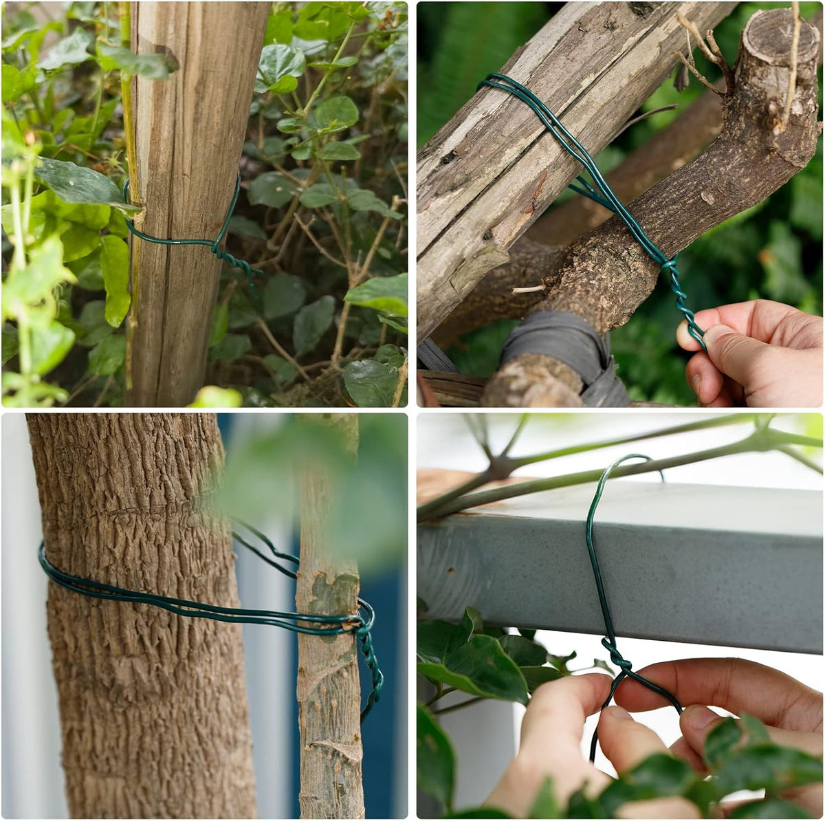 Green Garden Wire 2mm- 100 Feet Garden Plant Ties Plant Wire for Climbing Plants Plants Twist Ties for Tomatoes Support Vines Vegetables Flowers Indoor & Outdoor Gardening Training