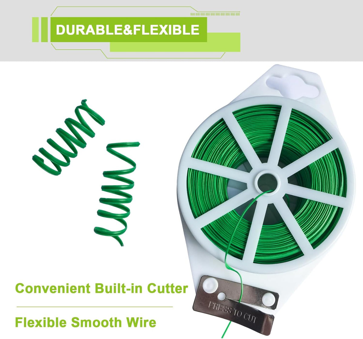 Twist Ties 656ft/200m with Cutter, Reusable Plastic Coated Garden Wire
